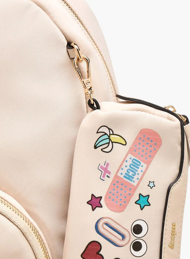 Missy  Solid School Backpack With Adjustable Straps And Detachable Pencil Pouch - 28X16X36 Cm for Women | Best Price UAE