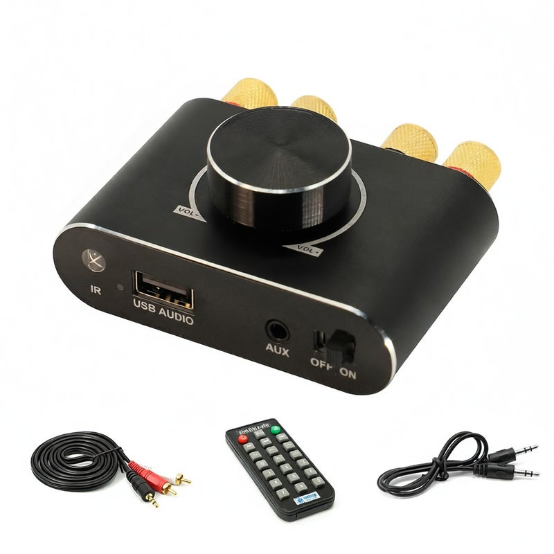 100W+100W BT 5.1 Wireless Audio Power Amplifier Portable Sound Amplifier Speaker Amp for Car and Home - Image 1