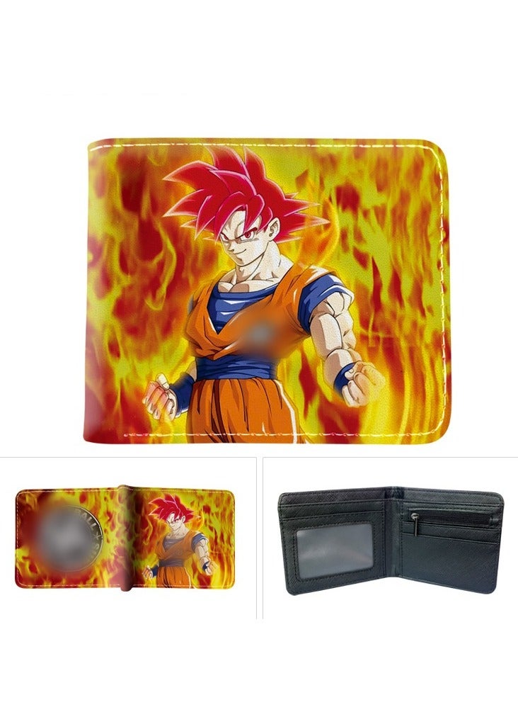 KUYING Anime Dragon Ball Short PU Leather Folding Wallet Large Capacity Storage Card Bag 