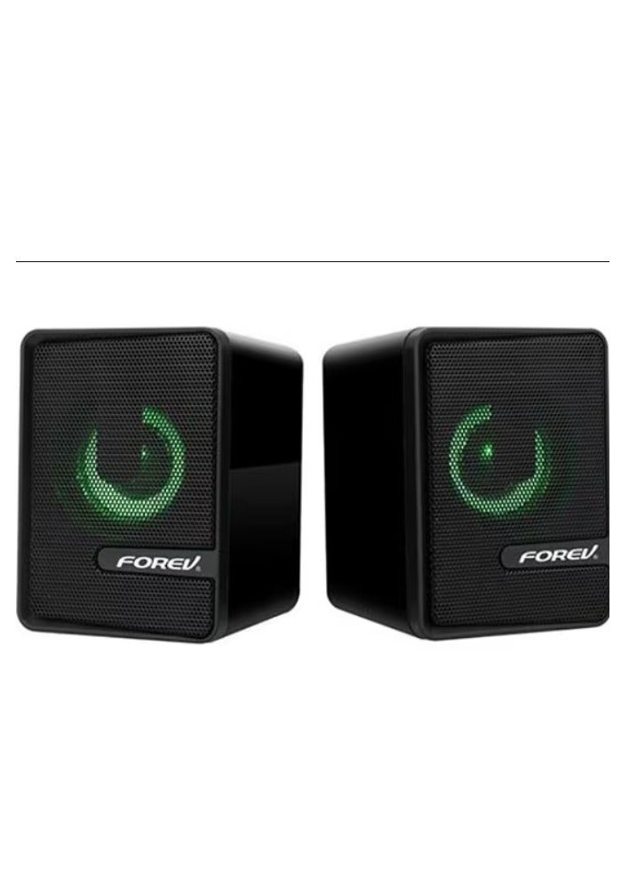 Forev Lights Wired Stereo Mini (RGB) FV- 208 Computer Gaming Speakers - 3W*2  - 3.5mm Jack + 2.0 USB Powered For Gaming/Movie/Music/PC/Laptop - Image 1