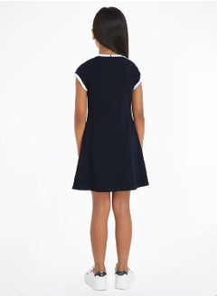 TOMMY HILFIGER Girls' 1985 Collection Archive Track Logo Dress -  Stretch sustainable modal blend, Blue  - Image 4