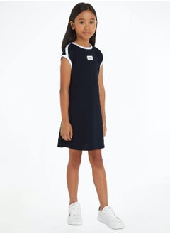 TOMMY HILFIGER Girls' 1985 Collection Archive Track Logo Dress -  Stretch sustainable modal blend, Blue  - Image 3