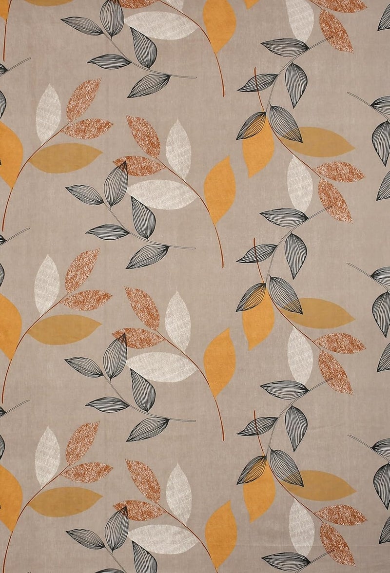 SHOMES SHOMES Pure Soft Glace Cotton Floral Printed Diwan Set Covers 6 Pieces 1 Single Bed Sheet 60 X 90 with 3 Cushion 16 X 16 2 Bolster Covers 16 X 32 Brown Leaf  - Image 3