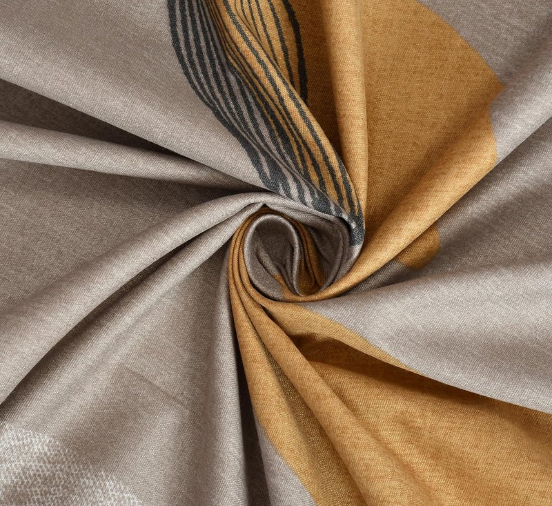 SHOMES SHOMES Pure Soft Glace Cotton Floral Printed Diwan Set Covers 6 Pieces 1 Single Bed Sheet 60 X 90 with 3 Cushion 16 X 16 2 Bolster Covers 16 X 32 Brown Leaf  - Image 4