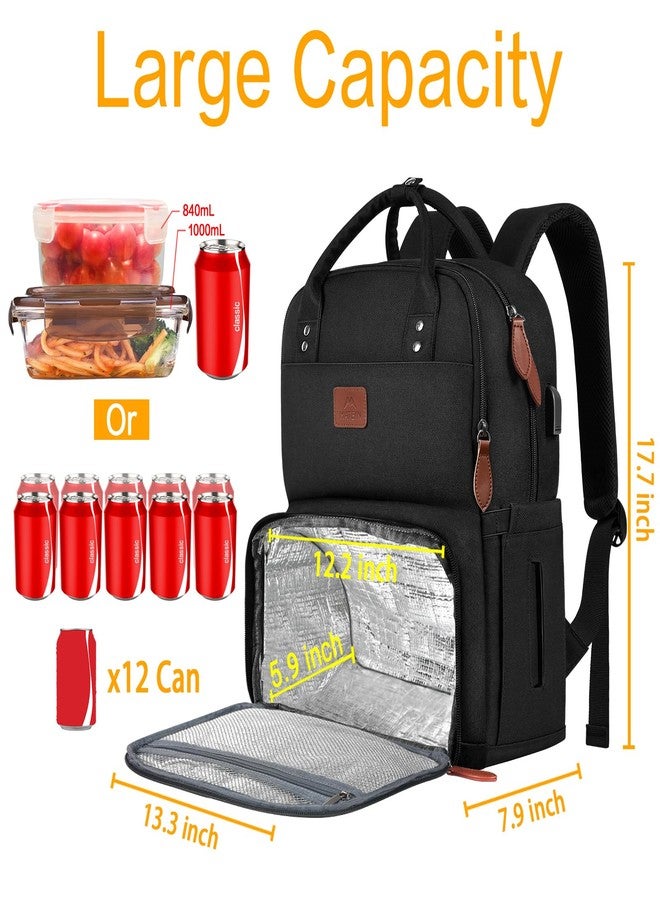 MATEIN 17 Inches Lunch Bookbag for Students, Extra Large Lunch Box with Insulated Cooler Compartment, Water Resistant Laptop Backpack with USB Charging Port for School College Work Picnic Beaches - Image 3