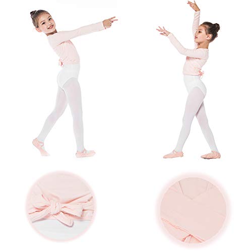 Bezioner Ballet Wrap Top Girls Ballet Sweater Dance Sweater for Girls Pink, L - Image 3