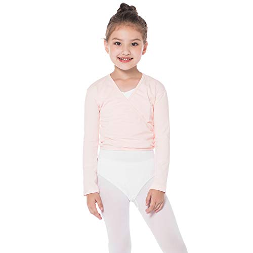 Bezioner Ballet Wrap Top Girls Ballet Sweater Dance Sweater for Girls Pink, L - Image 1
