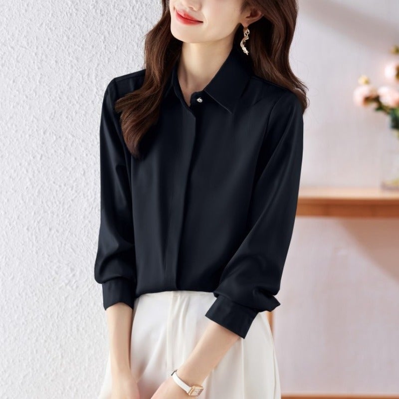 White Shirt Women'S Business Wear Anti-Wrinkle No-Iron Interview Work Work Clothing Formal Top Business Long-Sleeved White Shirt For Women - Image 5