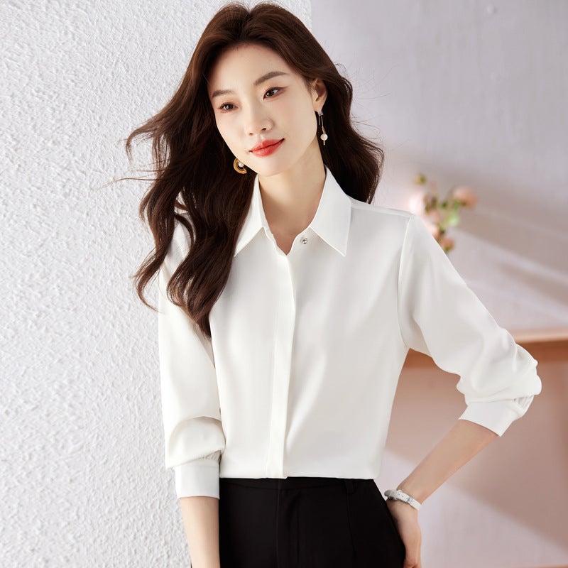 White Shirt Women'S Business Wear Anti-Wrinkle No-Iron Interview Work Work Clothing Formal Top Business Long-Sleeved White Shirt For Women - Image 1