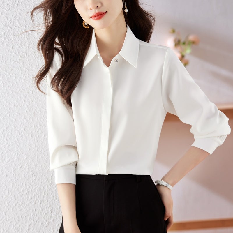 White Shirt Women'S Business Wear Anti-Wrinkle No-Iron Interview Work Work Clothing Formal Top Business Long-Sleeved White Shirt For Women - Image 2