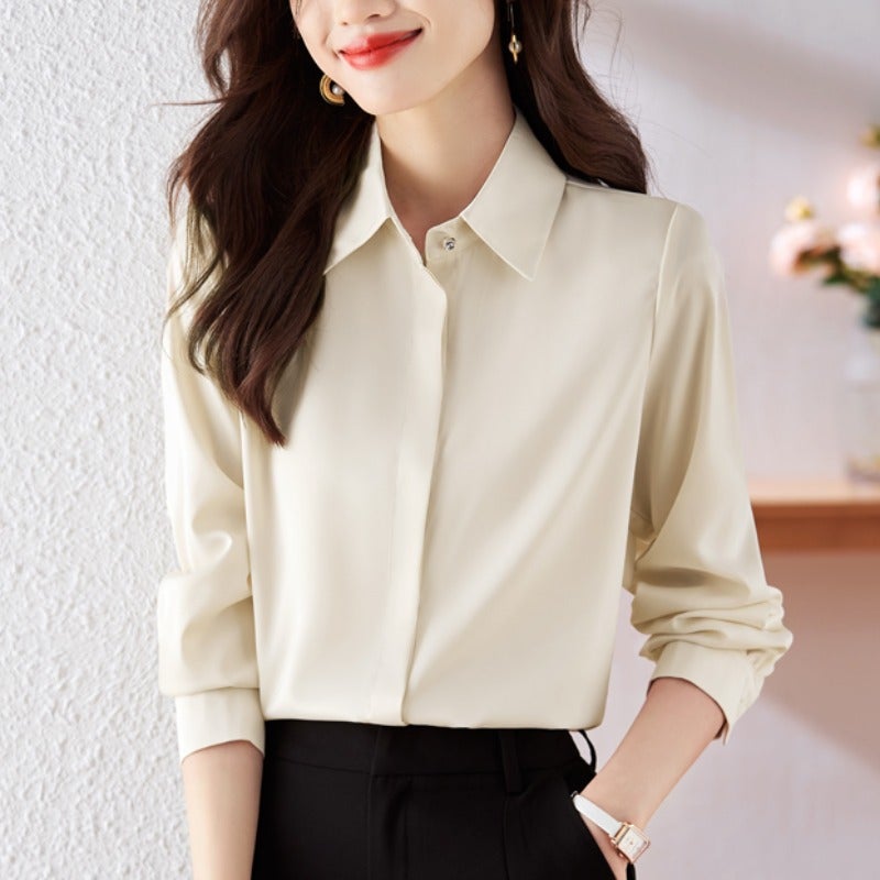 White Shirt Women'S Business Wear Anti-Wrinkle No-Iron Interview Work Work Clothing Formal Top Business Long-Sleeved White Shirt For Women - Image 4