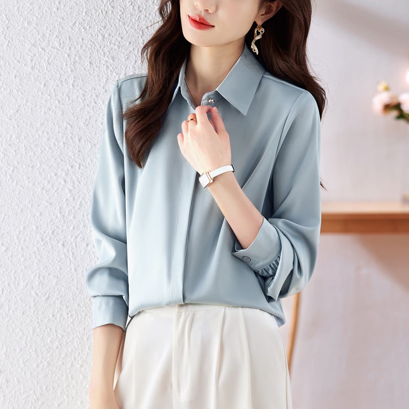 White Shirt Women'S Business Wear Anti-Wrinkle No-Iron Interview Work Work Clothing Formal Top Business Long-Sleeved White Shirt For Women - Image 3