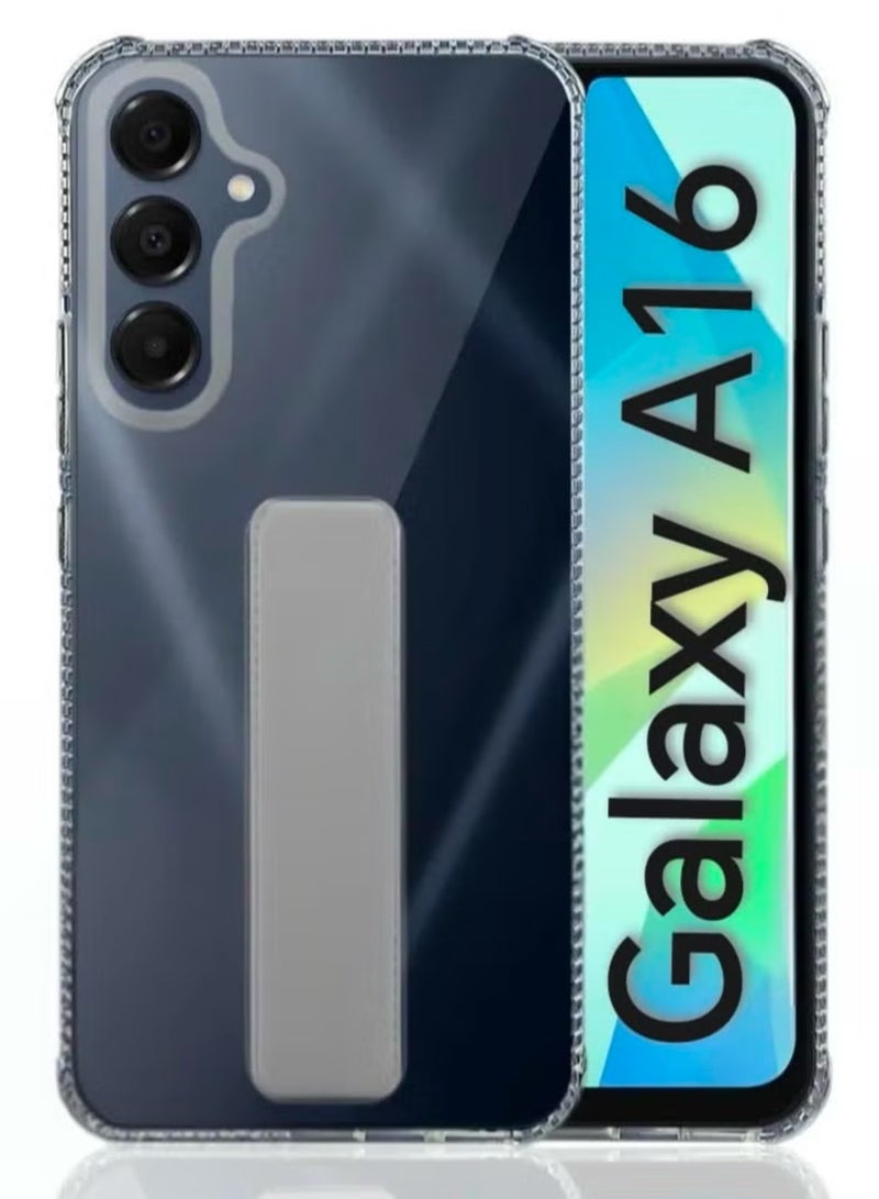 Case Cover For Samsung Galaxy A16/A16 5G With Magnetic Hand Grip 3 in 1 Clear / Grey - Image 1