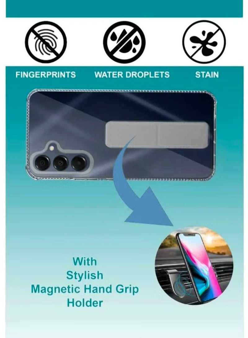 Case Cover For Samsung Galaxy A16/A16 5G With Magnetic Hand Grip 3 in 1 Clear / Grey - Image 3