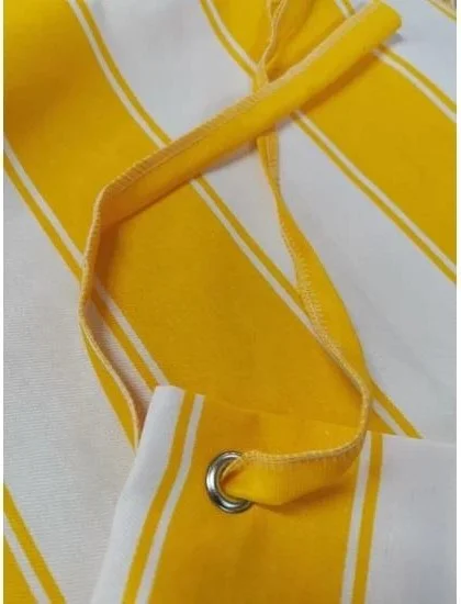 Altın Pamuk Gold Cotton Balcony Rail Curtain Railing Curtain Yellow White All Sizes Height x Width Metal Ring