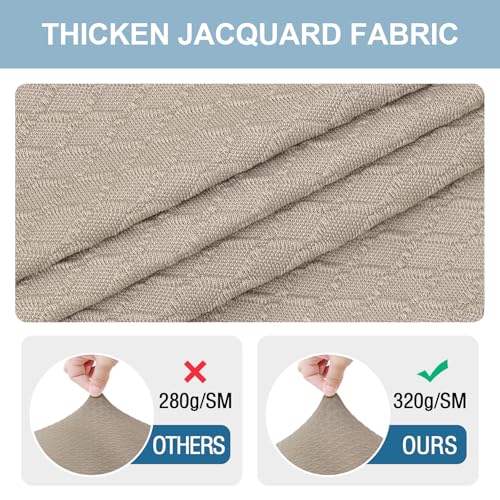 Smiry Stretch Jacquard Seat Covers for Dining Room Chairs Set of 2, Removable Washable Chair Seat Protector Slipcovers, No Rear Covers, Taupe - Image 2