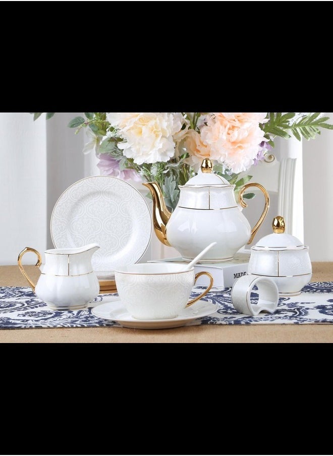 Bright Stone White Plain Tea Set (31 Piece)  - Image 1
