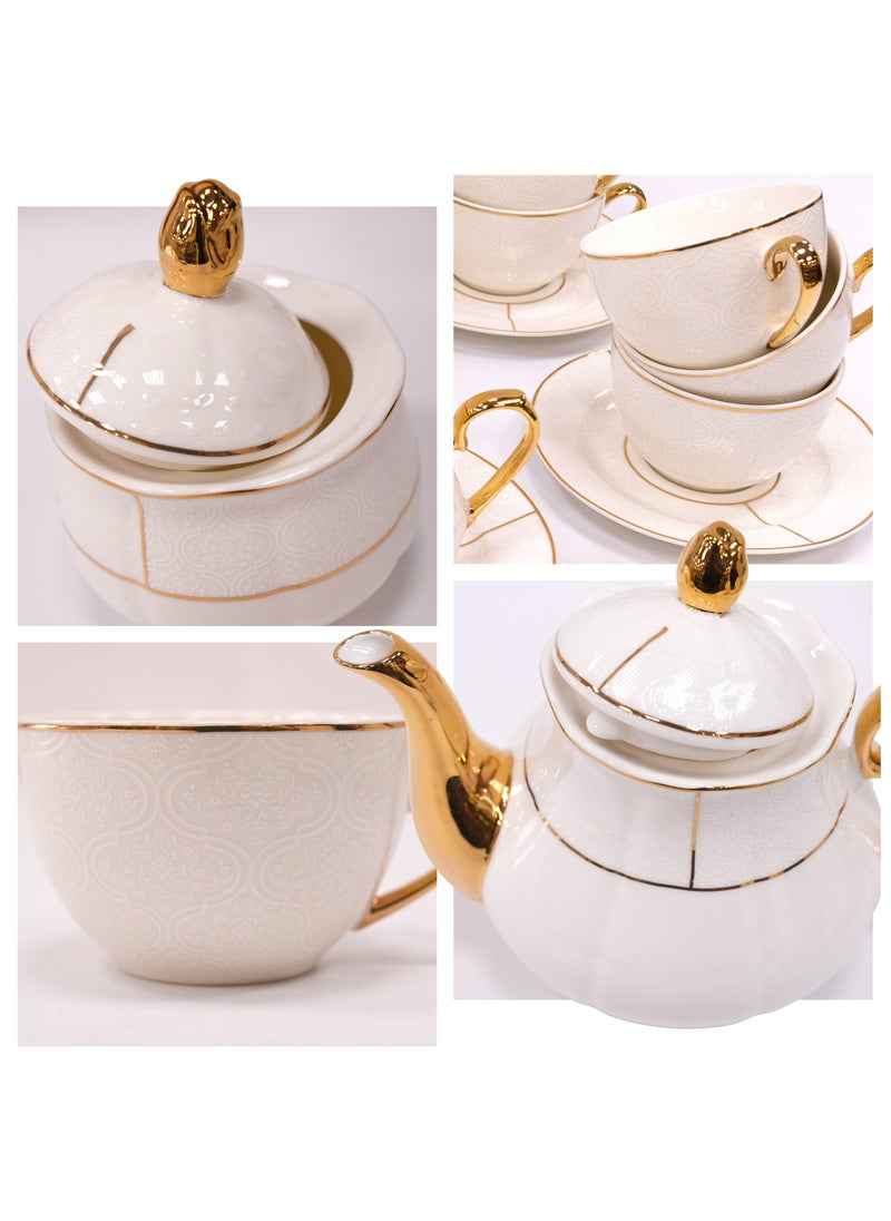 Bright Stone White Plain Tea Set (31 Piece)  - Image 3