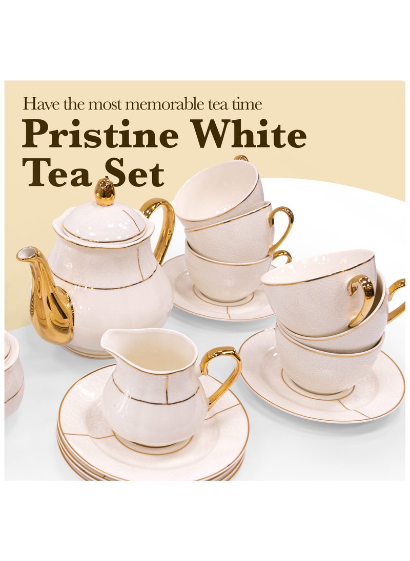 Bright Stone White Plain Tea Set (31 Piece)  - Image 5
