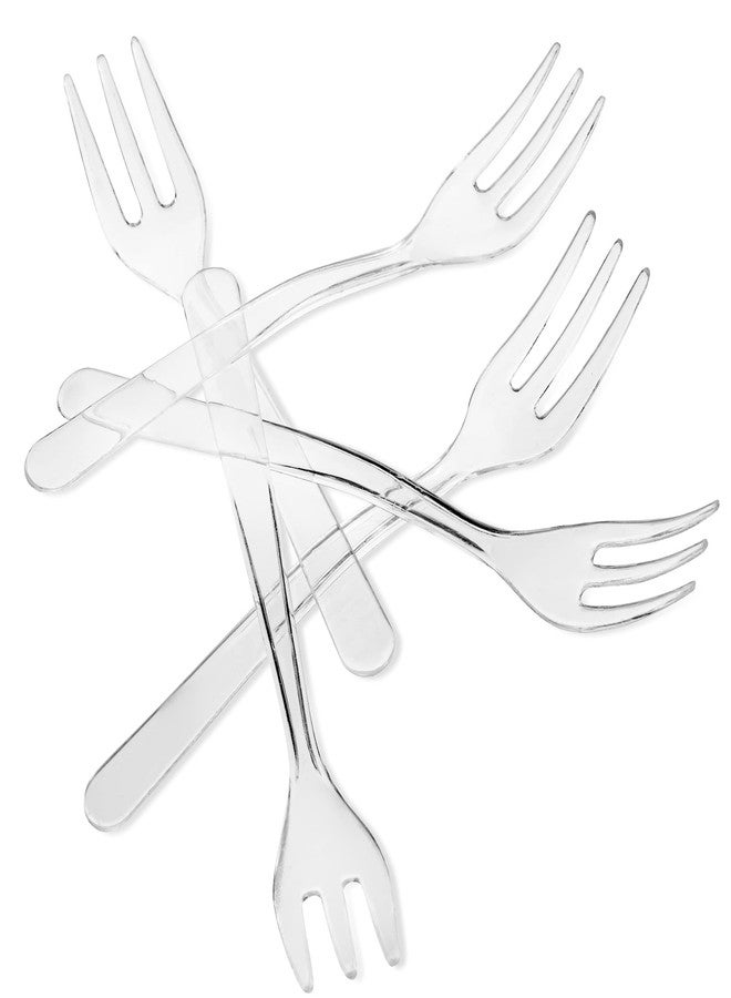 LSR LORESO Tasting Mini Forks 50CT - LORESO Clear Small Plastic Forks For Fruit, Dessert and Frozen cakes, BPA Free, Reusable 3.8 Inches - Pack of 50 - Image 4