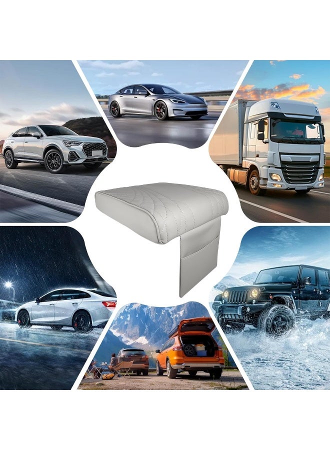 3XR Universal Car Armrest Cover with Memory Foam Cushion, Center Console Arm Rest Pad Protector, Waterproof PU Leather, Anti-Wear Elbow Support Pad for Car, SUV, Sedan, Truck, Jeep, Interior Accessories, 5412 - grey - Image 3