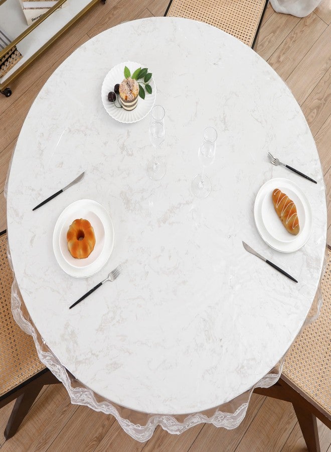 Walrus Clear Round Plastic Tablecloth Protector with Lace Around Waterproof Oil-Proof PVC Table Cloth Stain-Resistant Wipeable Table Cover for Round Table - Image 5