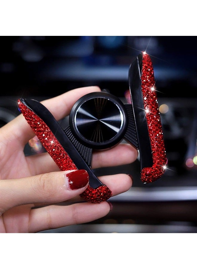 SUNCARACCL Bling Car Phone Holder Mini Car Dash Air Vent Automatic Phone Mount Universal 360°Adjustable Crystal Auto Car Stand Phone Holder Car Accessories for Women and Girls (Red) - Image 4