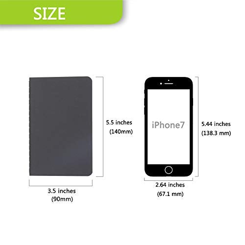 TWONE Pocket Notebook, 6 Pack Mini Notebooks 3.5" x 5.5" (90x140mm), Black Cardstock Cover Memo Notepad for Men, Women, Kids, Travel - 30 Sheets/60 Blank Pages - Image 5