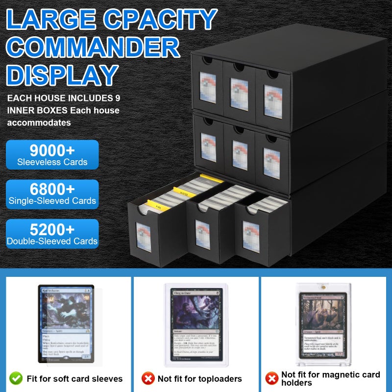 BILIPLE 9000+ Trading Card Storage Box for Commander Display, Card Deck Box Cardboard with 48 Dividers, Labels & Tapes, Trading Card Collection Box Fit for TCG, PTCG, MTG and Sport Cards - Image 3