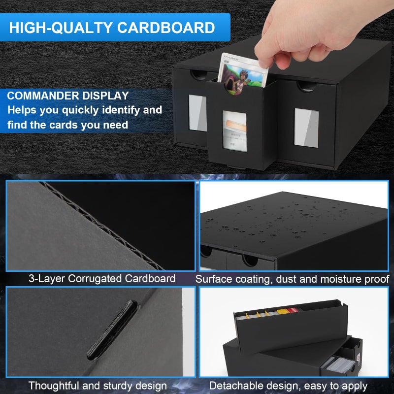 BILIPLE 9000+ Trading Card Storage Box for Commander Display, Card Deck Box Cardboard with 48 Dividers, Labels & Tapes, Trading Card Collection Box Fit for TCG, PTCG, MTG and Sport Cards - Image 5