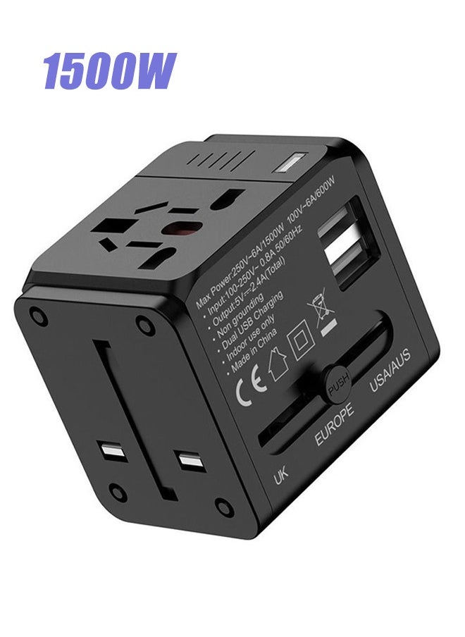 OULIYO - Universal Travel International Adapter - Multifunction Worldwide Charger Power Adapter - Wall Charger AC Plug Adaptor with Dual 2.4A USB Port Plug Socket - Image 1