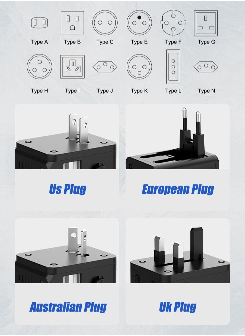 OULIYO - Universal Travel International Adapter - Multifunction Worldwide Charger Power Adapter - Wall Charger AC Plug Adaptor with Dual 2.4A USB Port Plug Socket - Image 1