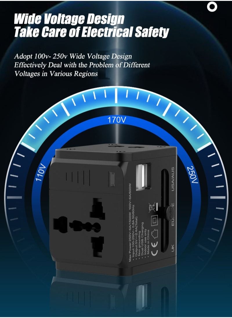 OULIYO - Universal Travel International Adapter - Multifunction Worldwide Charger Power Adapter - Wall Charger AC Plug Adaptor with Dual 2.4A USB Port Plug Socket - Image 1