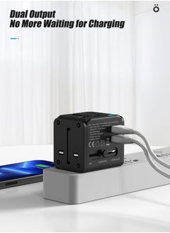 OULIYO Universal Travel International Adapter - Multifunction Worldwide Charger Power Adapter - Wall Charger AC Plug Adaptor with Dual 2.4A USB Port Plug Socket  - Image 3