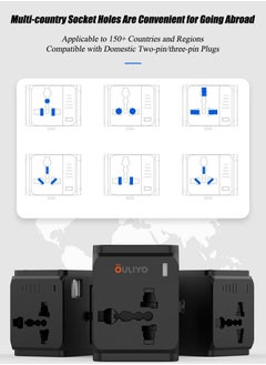 OULIYO Universal Travel International Adapter - Multifunction Worldwide Charger Power Adapter - Wall Charger AC Plug Adaptor with Dual 2.4A USB Port Plug Socket  - Image 5
