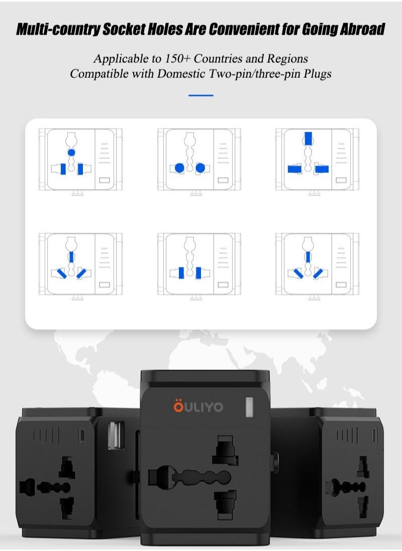 OULIYO - Universal Travel International Adapter - Multifunction Worldwide Charger Power Adapter - Wall Charger AC Plug Adaptor with Dual 2.4A USB Port Plug Socket - Image 1