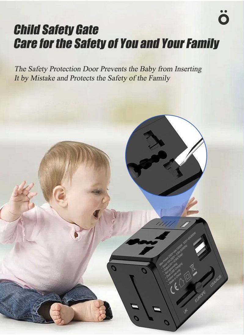OULIYO - Universal Travel International Adapter - Multifunction Worldwide Charger Power Adapter - Wall Charger AC Plug Adaptor with Dual 2.4A USB Port Plug Socket - Image 1