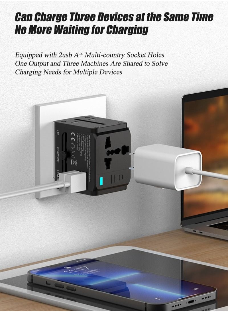 OULIYO - Universal Travel International Adapter - Multifunction Worldwide Charger Power Adapter - Wall Charger AC Plug Adaptor with Dual 2.4A USB Port Plug Socket - Image 1