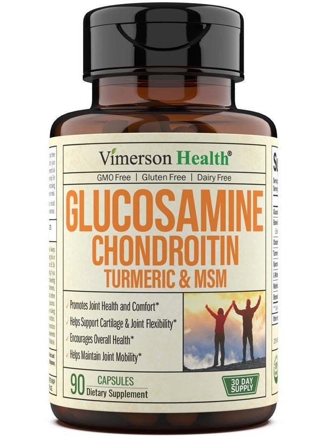 Vimerson Health Glucosamine Chondroitin MSM Turmeric Boswellia - Joint Support Supplement. Antioxidant Properties Occasional Discomfort Relief for Back, Knees And Hands 90 Capsules  - Image 1