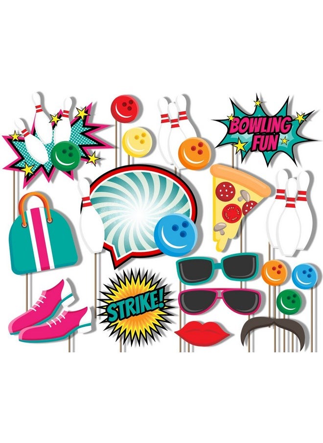 Birthday Galore Birthday Galore Bowling Fun Photo Booth Props Kit - 20 Pack Party Camera Props Fully Assembled 