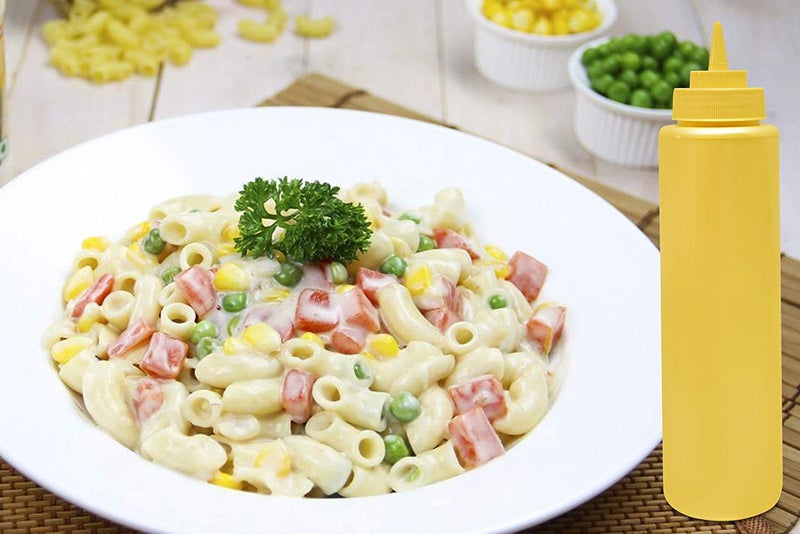 THW 36 oz 1 LTR Plastic Squeeze Bottles for Ketchup BBQ Sauce Syrup Condiments Mustard Mayo Hot Sauce Olive Oil Dressing Yellow Pack of 6 Pieces - Image 4