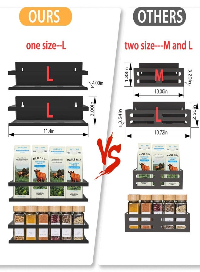 SMRCAD Magnetic Spice Rack Organizer for Fridge Seasoning Organizer for Kitchen Storage With Screw Magnetic Shelf for Oven, RV,Garage,Bathroom(Black, 4pack) - Image 2