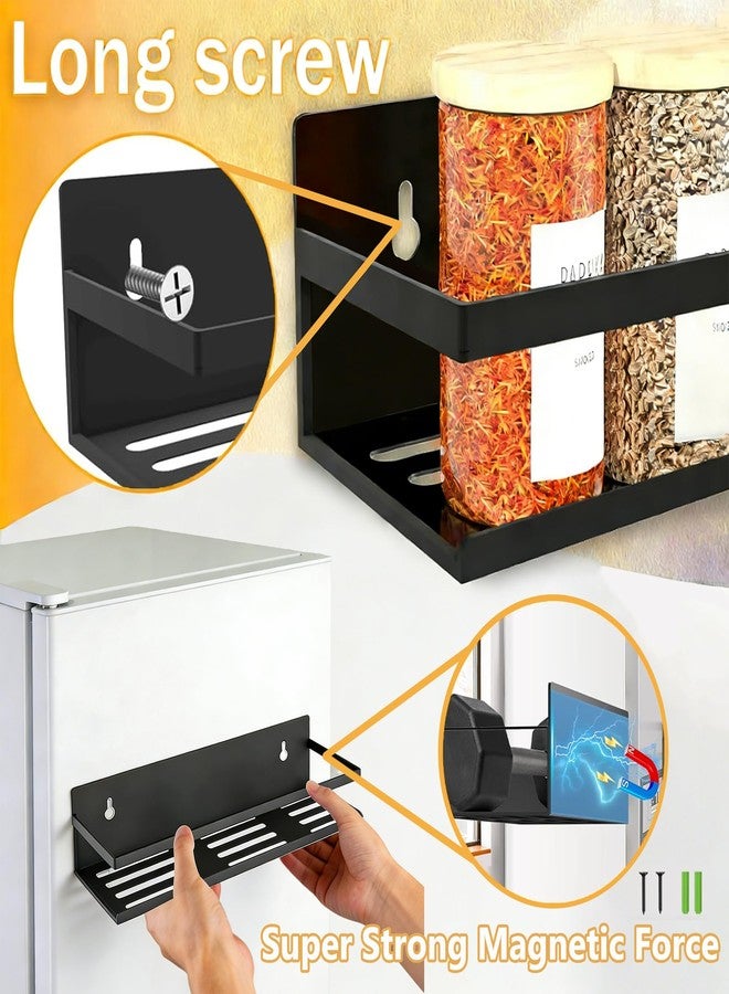 SMRCAD Magnetic Spice Rack Organizer for Fridge Seasoning Organizer for Kitchen Storage With Screw Magnetic Shelf for Oven, RV,Garage,Bathroom(Black, 4pack) - Image 4