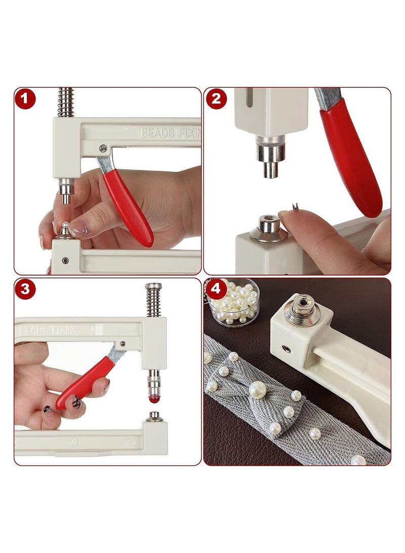Pearl Setting Machine Kit, Hand Press Pearl Setting Tools 5 Sizes of Round Pearl Beads Rivet Studs for Hats, Shoes, Clothes, Bags, Skirts, Beads DIY Accessories  - Image 5