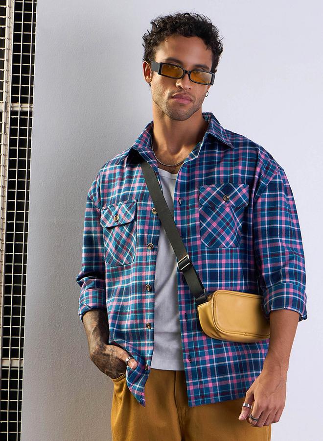 Mascln Sassafras Checked Flap Pocket Oversize Shirt - Image 1