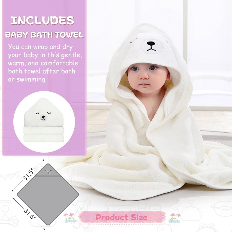 MoreFeel Collapsible Baby Bathtub for Newborn with Thermometer & 1 Hooded Towel & 1 Soft Floating Cushion,Portable Travel Bathtub with Drain Hole, Durable Foldable Baby Tubs for Infants to Toddler - Image 3