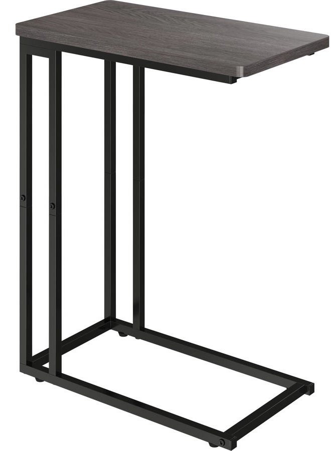 YUSONG C Shaped End Table - Slide Under Sofa Couch Bed, Small Table for Small Spaces, Skinny Overbed, Coffee Drink Snack Table for Living Room, Grey Oak - Image 1