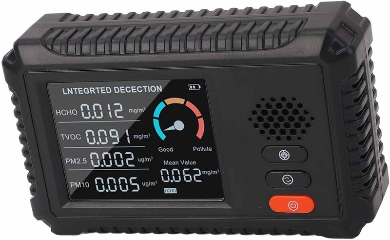 تصميم بسيط متعدد الوظائف جهاز كشف جودة الهواء المحمول لاختبار TVOC وPM2.5 وPM10 داخل المنزل والسيارة داخل وخارج المباني تخزين في بيئة مناسبة شكل عصري وعملي تصميم عملي شائع بالسوق - Image 3