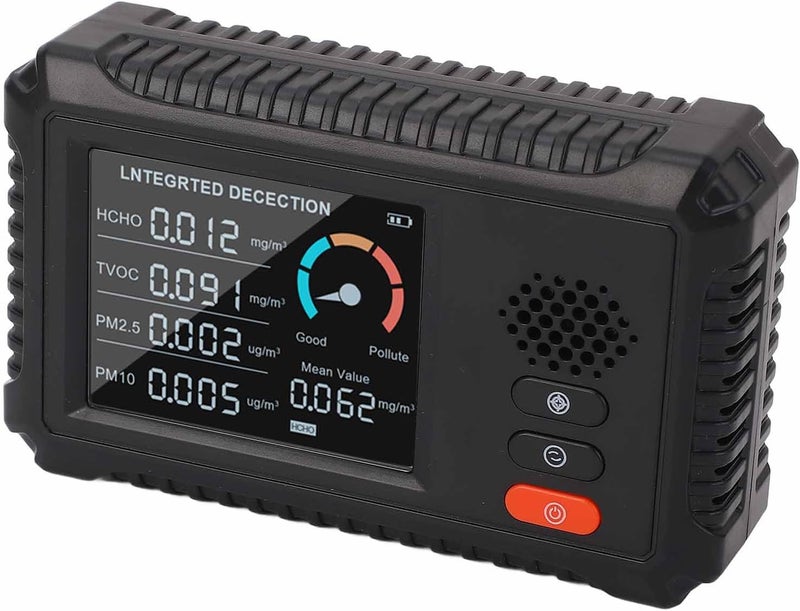 تصميم بسيط متعدد الوظائف جهاز كشف جودة الهواء المحمول لاختبار TVOC وPM2.5 وPM10 داخل المنزل والسيارة داخل وخارج المباني تخزين في بيئة مناسبة شكل عصري وعملي تصميم عملي شائع بالسوق - Image 2