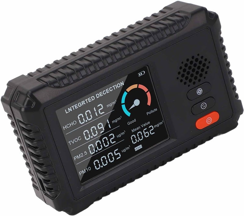 تصميم بسيط متعدد الوظائف جهاز كشف جودة الهواء المحمول لاختبار TVOC وPM2.5 وPM10 داخل المنزل والسيارة داخل وخارج المباني تخزين في بيئة مناسبة شكل عصري وعملي تصميم عملي شائع بالسوق - Image 4